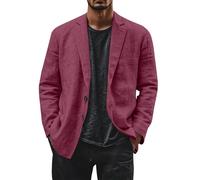 Casual Blazer Jacke Herren Sakko Baumwolle Leinen Freizeitjacke Sportliche Anzugjacke Einfarbig Leichte Leinenjacke DüNne Anzugjacken Leisure Businessjacke Regular Fit Herrenjacke Mit 2 Knopf