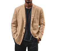Casual Blazer Jacke Herren Sakko Baumwolle Leinen Freizeitjacke Sportliche Anzugjacke Einfarbig Leichte Leinenjacke DüNne Anzugjacken Leisure Businessjacke Regular Fit Herrenjacke Mit 2 Knopf
