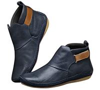 Casual Color Loop Damen Hook Pure Fashion Stiefeletten Bequeme Flache Damenstiefel (Blue, 38)