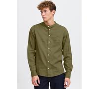 Regular Fit Leinenhemd mit Stehkragen Modell 'Anton' XXL men Oliv