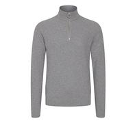 CASUAL FRIDAY CFKarlo Herren Strickpullover Feinstrick Pullover Troyer mit Stehkragen und Reißverschluss Struktur Strick, Größe:L, Farbe:Light Grey Melange (50813)