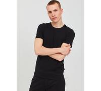 Casual Friday T-Shirt mit geripptem Rundhalsausschnitt in Black, Größe L