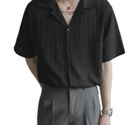 Casual Herren Shirt Sommer Alltag für Freizeit Basic Casual Herren | Klassischer Flip-Kragen, V-Ausschnitt Design, kurzärmlig, ideal für warme Tage, lässiger Look