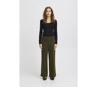 ICHI IHKATE Jacquard Damen Hose Stoffhose Culotte-Hose mit Reißverschluss Ziernähten Fischgratmuster Paspeltaschen Regular fit, Größe:XS, Farbe:Black/Lizard Herringbone (203618)