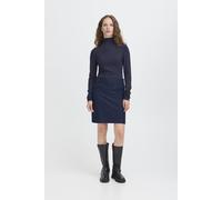 Midirock ICHI "Casual IHKATE", Damen, Gr. M, blau (dunkelblau), Obermaterial: 73% Baumwolle CO. 17% Polyester PES. 10% Elasthan EL., Röcke (50693635-M) dunkelblau