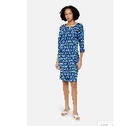 Druckkleid CARTOON "Damen mit Muster", Damen, Gr. 36, Normalgrößen, blau, grün, Obermaterial: 95% Polyester, 05% Elasthan, figurumspielend kurz, Rundhals, Kleider Druckkleid (12421719-36) blau, grün