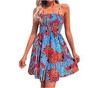 Casual Sexy Kleid für Frauen Tube Top Sling Damenkleider mit Blumendruck Prinzessin Rock Strandurlaub Kurze Kleider