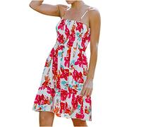 Casual Sexy Kleid für Frauen Tube Top Sling Damenkleider mit Blumendruck Prinzessin Rock Strandurlaub Kurze Kleider