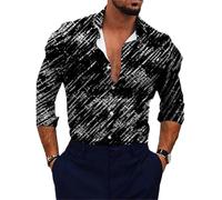 Casual Shirt Herren Lose Digitales Drucken Longsleeve Shirt Herren All-Match Revers Shirt Herren Mode Komfortabel Shirt Herren B-05 L