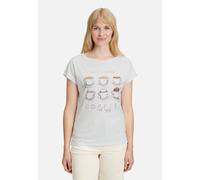 Kurzarmshirt BETTY BARCLAY "Damen Casual-Shirt mit Aufdruck", Damen, Gr. 48, weiß (patch weiß, camel), Jersey, Obermaterial: 100% Baumwolle., figurumspielend normal, U-Boot-Ausschnitt, Shirts (4057782