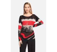 Casual-Shirt mit Gummizug Rot/Schwarz Damen