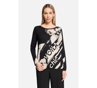 Casual-Shirt mit Gummizug Schwarz/Weiß Damen