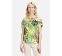 Kurzarmshirt BETTY BARCLAY "Betty Barclay Casual-Shirt mit Raffung", Damen, Gr. 36, bunt (grün, gelb), Jersey, Obermaterial: 50% Modal, 50% Baumwolle., feminin, figurumspielend normal, U-Boot-Ausschni