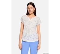 Casual-Shirt mit V-Ausschnitt Rohweiß M