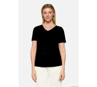 so cosy - T-Shirt mit V-Ausschnitt und dekorativem Frontprint schwarz - Gr. - 42