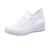 Casual Sneaker Damen Sommer Plateau Schuhe Damen Weite Slip on Sport Barfußschuhe Bequeme Breite Füße Turnschuhe Women Leicht Barfuss Laufschuhe Elegant Freizeit Schuhe (White, 36)