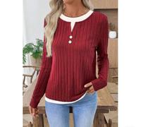 Casual Strickjacke Damen Frühling Winter Mode Casual Strickjacke | Für Urlaub und Strand, Stylischer Fake Kragen, Ideal für Frauen, Aus weichem Polyester, Regular Länge(Red L)