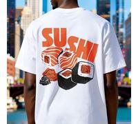 Casual style Sushi Roll Design Print 100 percent cotton loose fit tops graphic t shirts men's clothing summer tops men's t-shirt street wear men's gi