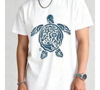 Casual style Turtle Pattern Print Design 100 percent cotton loose fit tops graphic shirts men's clothing summer outfit men men's t-shirt street wear