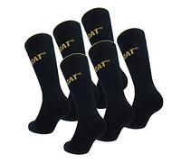 CAT 6 Paar Caterpillar-Arbeitssocken, Zehen- und Fersenbereich mit verstärkten Handgekettelt, hochwertige, gekämmte Baumwolle (Schwarz, 39-42)