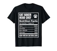 Cat Baker Head Chef Nährwertangaben zur Herstellung von Keksen T-Shirt