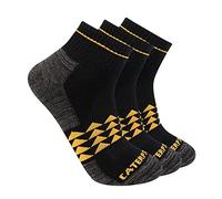 CAT Catepillar Men's 3-Pack Half Cushioned Quarter Socks, Black, Medium