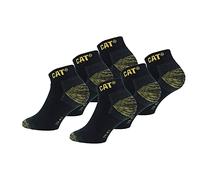 Caterpillar 6 Paar CAT Sneaker Herren-Arbeitsschutzsocken, doppelte Verstärkung an Zehen und Ferse, hochwertige Garne, Baumwollschwamm (Schwarz, 35-38)