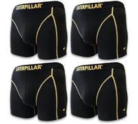 CAT Caterpillar Herren Boxer-Long Boxer Short Retro Shorts lang, etwas längere Unterhosen am Bein in Schwarz und Größen S, M, L (DE/NL/SE/PL, Alphanumerisch, S, Regular, Regular, 4er Pack Schwarz)