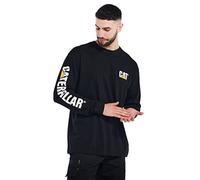 CAT MARKENBANNER Herren Baumwoll Langarm-T-Shirt Schwarz 3XL