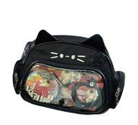 Cat Ita Bag Rucksack für Schule, PU-Leder, adretter Rucksack für Mädchen, Y2k, einzelne Schultertasche, Umhängetasche, Schwarz, Medium, Kawaii