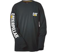 CAT MARKENBANNER Herren Baumwoll Langarm-T-Shirt Schwarz 2XL