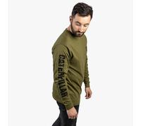 CAT MARKEN BANNER Herren Baumwoll Langarm-T-Shirt Grün S