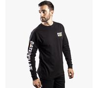 CAT MARKENBANNER Herren Baumwoll Langarm-T-Shirt Schwarz M
