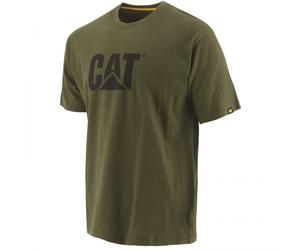 CAT MARKENLOGO Herren Baumwoll-T-Shirt Dunkelgrün L