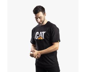 CAT MARKENLOGO Herren Baumwoll-T-Shirt Schwarz S