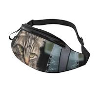 Cat Smashes Gürteltasche aus Glas im Auto, für Herren und Damen, leicht, verstellbar, modische Hüfttasche für Reisen, Wandern, Laufen