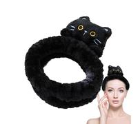 Cat Spa Headbands, Face Wash Headband 1.97x7.09in Adjustable Makeup Plush Hair, Animal Skin cares Headband, Cute Animals Hair Band for Girls, Color Black, White, Light Tan