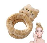 Cat Spa Headbands, Face Wash Headband 1.97x7.09in Adjustable Makeup Plush Hair, Animal Skin cares Headband, Cute Animals Hair Band for Girls, Color Black, White, Light Tan