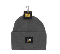 CAT Strickmütze Winter Mütze Label Cuff Beanie One Size mit Logo, Farbe: Dunkelgrau