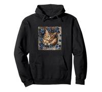 Cat with Flowers Graphic Pullover Hoodie