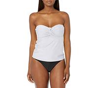 Catalina Damen Bandeau Badeanzug mit Twist Tankini-Oberteil, Weiss/opulenter Garten, XL