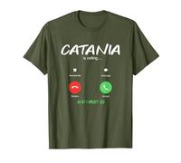 Catania is Calling Italien Städtetrip Auswandern T-Shirt, Herren, Olivgrün, XL