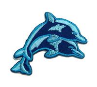 Catch the Patch Baby Delfin Aufnäher zum Aufbügeln 6,9 x 4,1 cm Bügelbild für Kinder Mädchen mit Wassertier Meer, Bügelpatch Patches Bügelflicken