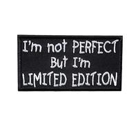 Catch the Patch Biker Zitat Spruch I´M Not Perfect But I´M Limited Edition Aufnäher zum Aufbügeln 9 x 5 cm Bügelbild für Erwachsene mit Funny Vintage, Bügelpatch Patches Bügelflicken