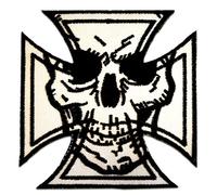 Catch the Patch Chopper Kreuz Biker - (Größe: 7,7 x 7,7 cm) - Stickpatch - Ideal für Kutte, Rockerjacke, Jeansweste, Kleidung & Accessoires - Robuster Patch für Erwachsene