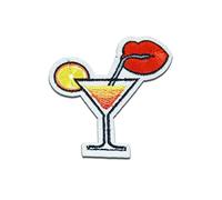 Catch the Patch Cocktail Mit Mund Getränk Sommer Aufnäher zum Aufbügeln 7,2 x 6,4 cm Bügelbild für Erwachsene mit Detailgetreu Foodie Drink Look, Bügelpatch Patches Bügelflicken Geschenk