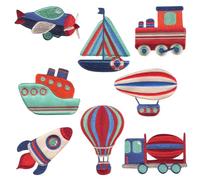 Catch the Patch Fahrzeuge Set 8 Stück - (Größe: verschiedene Größen) - Patches & Bügelbilder zum Aufnähen oder Aufbügeln - Für Kleidung, Jacken, Rucksäcke & DIY-Projekte
