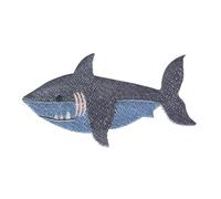 Catch the Patch Hai Fisch Aufnäher zum Aufbügeln 8,6 x 4,6 cm Bügelbild für Kinder Mädchen mit Wassertier Meer, Bügelpatch Patches Bügelflicken