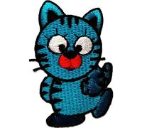 Catch the Patch Katze Aufnäher zum Aufbügeln 4,2 x 7 cm Bügelbild für Kinder Mädchen mit Lieblingstier Wild, Bügelpatch Patches Bügelflicken