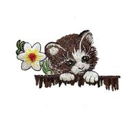 Catch the Patch Katze Tier Blume Aufnäher zum Aufbügeln 9 x 5,2 cm Bügelbild für Kinder Mädchen mit Lieblingstier Wild, Bügelpatch Patches Bügelflicken